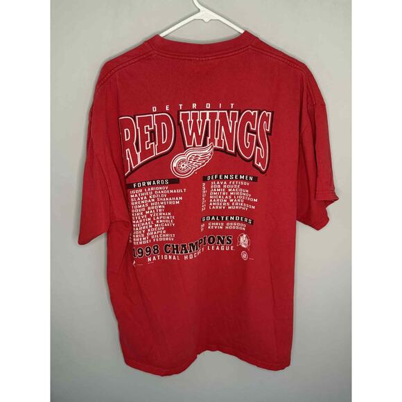 VTG Lee 1998 Detroit Red Wings Stanley Cup Champions Graphic T-Shirt Red Men XL - Picture 3 of 9